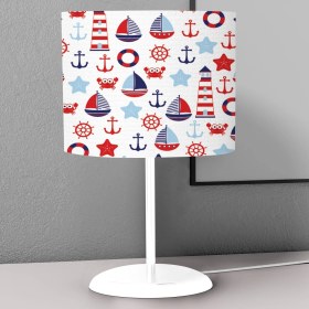 Resim instababyrooms Yengeç Denizyıldızı Desenli Çocuk Odası Dijital Baskılı Çocuk Odası Masaüstü Abajur Avize 