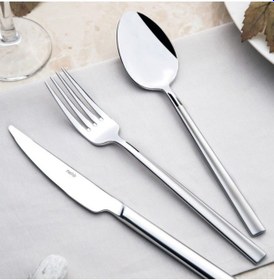 Resim Nehir 72 Parça Dalyan Sade Çatal Kaşık Bıçak Seti Nehir-Paslanmaz Çelik Gümüş 