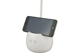Resim Şarjlı Masaüstü LED Işık Telefon Tutucu Olarak Kalemlik Olarak Kullanılabilir LED Işık Çalışma Işığı 
