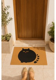 Resim Kedili Paspas Kapı Önü Paspası Kitty Doormat Kapı Önü Kaymaz Paspas Toz Nem Alıcı Kapı Paspas Açıkkahverengi - Bej 