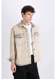 Resim DeFacto Relax Fit Cepli Uzun Kollu Jean Gömlek D0447AX24AUBN105 Kahve 