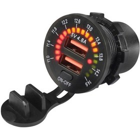 Resim Suntek Pano Tip Akü Göstergeli İkili USB 3.0 Araç Şarj Cihazı 