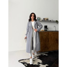 Resim Comstar Kadın Klasik Cepli Kuşaklı Trend Midi Gri Trençkot 