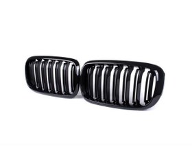 Resim Bmw X5 / X6 F15 2015-2018 Uyumlu M Böbrek ( Çift Çizgi Panjur ) Pıano Black 