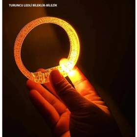 Resim Turuncu LED Işıklı Baskı Yapılabilen Pilli Bileklik Bilezik 