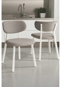 Resim Canisa Axton Serisi Sabit Mdf 90x168 Beyaz Mutfak Masa Takımı 6 Gri Sandalye Beyaz Masa Gri Sandalye 