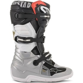 Resim Alpinestars Tech 7s Kros Çocuk Motosiklet Botu Siyah Gri Beyaz Altın 