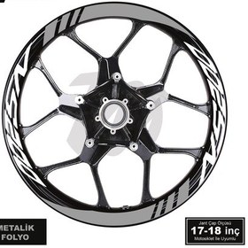 Resim Bajaj Ns200 Geniş Jant Sticker Modeli 16'lı Gümüş Gri Beyaz 