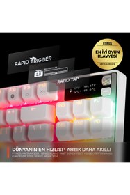 Resim SteelSeries Apex Pro TKL Gen3 OmniPoint 3.0 HiperManyetik Switch RGB Mekanik Kablolu Oyuncu Klavyesi (UK)- Beyaz 