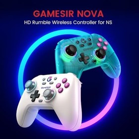 Resim GameSir Nova Wireless Switch Pro Controller - Switch/Lite/OLED, Hall Effect Joysticks, RGB LED, Turbo, Programmable, Motion Control, Wake Up Function (Green) 