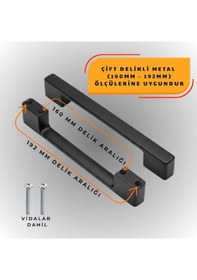 Resim Köprü Kulp Dolap Çekmece Kulbu Metal Kulp 160 Mm 10 Adet Siyah 