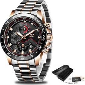 Resim Hanyang Gül Altın Siyah Relogio Masculino Lıge Moda Erkek Saatler Top Marka Lüks Bilek Izle Kuvars Saat Gümüş Beyaz Izle Su Geçirmez Kronograf (Yurt Dışından) 