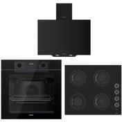 Resim Ferre Artline Siyah Ankastre Set (D077-SA Siyah Davlumbaz - CS205-FA 60 CM Siyah Ocak - QEP63CS Frya 