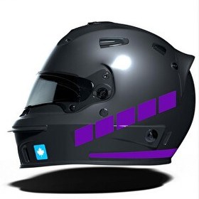Resim Çınar Extreme Şerit Tasarımlı Patlıcan Moru Motosiklet Kask Sticker 