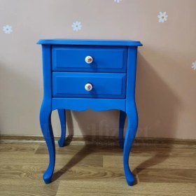 Resim Evim Hizmet Lükens Masif 2 Çekmeceli Mavi Komodin 