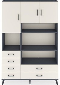 Resim Arges Dolap 9 Raflı 6 Çekmeceli 3 Kapaklı 132x30x195 Antrasit-aytaşı/aytaşı Aytası/aytası 