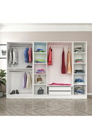 Resim Minar Kale 210cm 6 Bolme 2 Cek Gıyınme Dlp Beyaz 