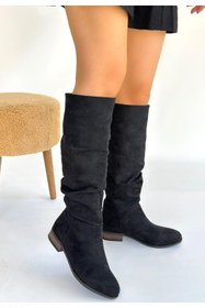 Resim THE MUGA Winda Siyah Süet Körüklü Çizme 