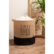 Resim Ocean Home Textile Jüt Su Geçirmez Tabanlı Katlanır Kirli Çamaşır Dolap İçi Oyuncak Düzenleyici Saklama Sepeti 36x40 cm 