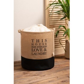 Resim Ocean Home Textile Jüt Su Geçirmez Tabanlı Katlanır Kirli Çamaşır Dolap İçi Oyuncak Düzenleyici Saklama Sepeti 36x40 cm 