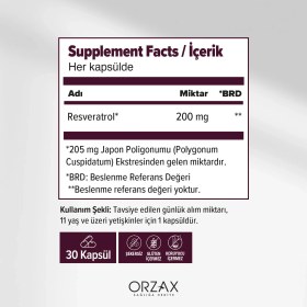 Resim Orzax Ocean Resveratrol 200 mg 30 Kapsül 