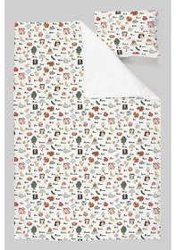 Resim Organik Tek Kişilik Nevresim Takımı 160x220 - Eğlenceli Kelimeler Renkli 