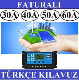 Resim ELBA 30a Güneş Solar Paneli Akü Şarj Kontrol Cihazı 12v-24v Kontrol Cihazı Akü Şarj Regülatör 