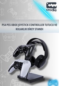 Resim Çok Fonksiyonlu Gaming Ps4 Ps5 Xbox Joystick Kontroller Tutucu Ve Oyuncu Kulaklığı Dikey Standı 