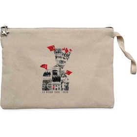 Resim Atatürk ve Yarınlar Krem Clutch Astarlı Cüzdan / El Çantası - Krem 