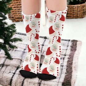 Resim Ho Ho Ho Yılbaşı Tasarımlı Çorap 