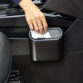 Resim Kompakt Araba Çöp Kutusu - Dayanıklı PVC, Uygun, Temel Araç Depolama Aksesuarı 