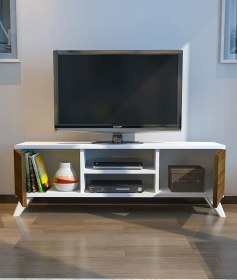 Resim Irmak Mobilya Tv Sehpası Tv Ünitesi Ceviz Beyaz Yaşam Ünitesi Duvar Ünitesi Mini Tv Sehpası Ceviz 