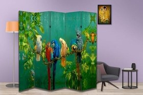 Resim Kuş Temalı Özel Tasarım Paravan Room Divider 180 x 200 cm 
