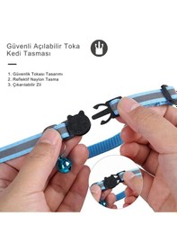 Resim Etashop Airtag Uyumlu Reflektif Kedi Tasması Zilli Ayarlanabilir Kedi Boyun Tasması 22-32 Cm Pembe 