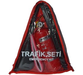 Resim KKDAVM Üçgen Trafik ve Ilkyardım Seti Mapeks Yangın Tüpü Takoz Reflektör Boyunluk Ekonomik Set 