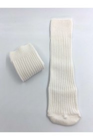 Resim Burcu Atölye Kız Bebek Beyaz Basic Diz Altı Çorap 
