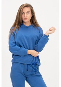 Resim Rich Kadın Kapüşonlu Mavi Sweatshirt Ve Eşofman Takımı Scuba Kumaşı Çok Renkli 