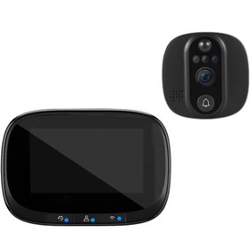 Resim Yeco PD-10 Akıllı Görüntülü Kapı Zili - Kablosuz, Tuya Uyumlu, 1080P Güvenlik Kameralı Zil - Siyah / SD Kart Yok 