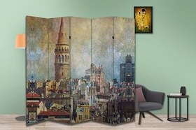 Resim Şehir Temalı Özel Tasarım Paravan Room Divider 180 x 200 cm 