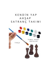 Resim Sf01 Kendin Yap Ahşap Satranç Takımı Dıy Ahşap Satranç 27x27 Cm Boya Ve Yapıştırıcı Hediyeli 