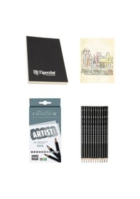 Resim Tigertint Sketchbook Eskiz Defteri 100 Gr A5 80 Yp Cretacolor Dereceli Kalem Eskiz Çizim Seti 12'li 