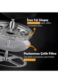 Resim Any Morning Ff084 Kahve Ve Bitki Çayı İçin French Press 600 Ml Siyah 