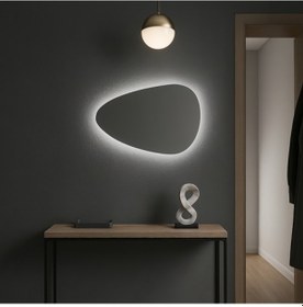Resim 30x60 Cm Modern Oval Led Banyo Aynası Dokunmatik Dim Edilebilir, 6500k Beyaz Işık Beyaz 