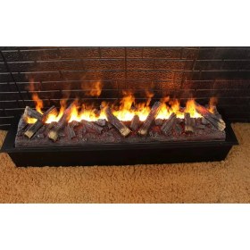 Resim Tektes 100 CM 3D Su Buharlı Odun Görünümlü 7 Renkli Alev Sesli Wifili Elektrikli Şömine 