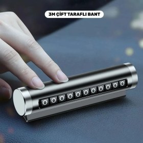 Resim Mergen Store Alüminyum Kasa Siyah Renk Çevirmeli Araç Içi Telefon Numaratörü Park Oto Numaratörü 