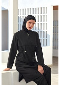 Resim Adasea Ebony Uzun Kollu Büyük Beden Tam Kapalı Tesettür Mayo 1504-25-b Siyah 
