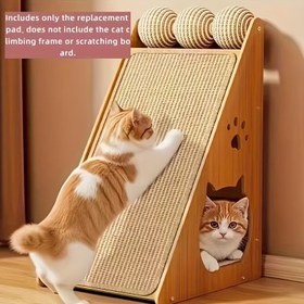 Resim 1 adet Dayanıklı Jüt Halat Kedi Tırmalama Direği - Çok Katmanlı Tırmanma & Tırmalama Pedi, Görünmez Yapışkanlı, Koltuk Güvenliği için Dağınıklık Tasarımı, Kediler için Mükemmel Noel Hediyesi, Sadece Yedek Mat Dahil (Tırmanma Çerçevesi Yok), Kedi Tırmalama Direği 