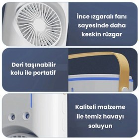 Resim Fırsat7 2 Fanlı Vantilatör Buharlı Fan Şarjlı, Kompakt,Ayarlanabilir Kumandalı Buharlı Nemlendirici Masaüstü 