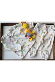 Resim Zehhar Zürafa Desen Bebek Alt-üst Pijama Takımı 