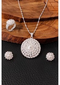 Resim Büyük Bereket Modeli El Yapımı Telkari Gümüş Kadın Takım Yüzük Kü 